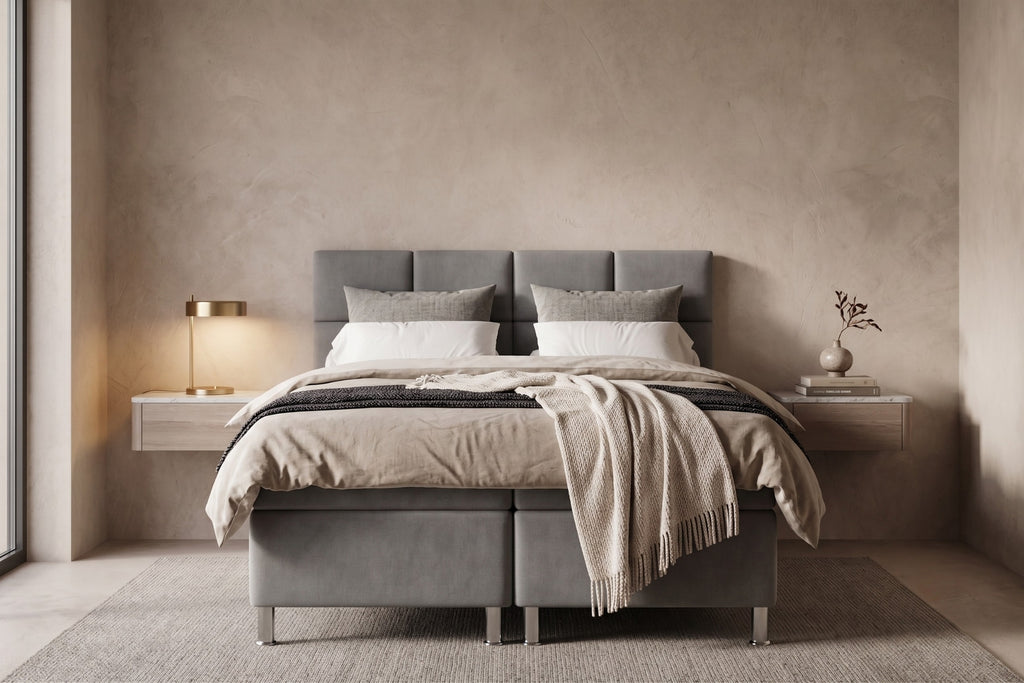 Boxspring Pavia | Antraciet met 8 cm Topper
