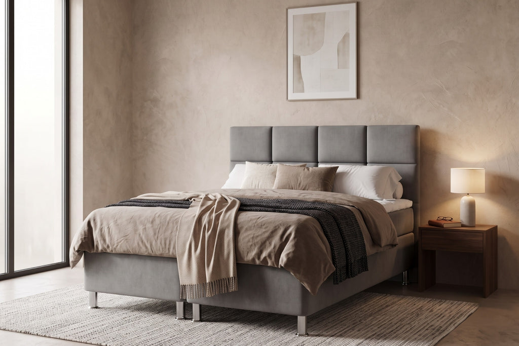 Boxspring Pavia | Antraciet met 8 cm Topper