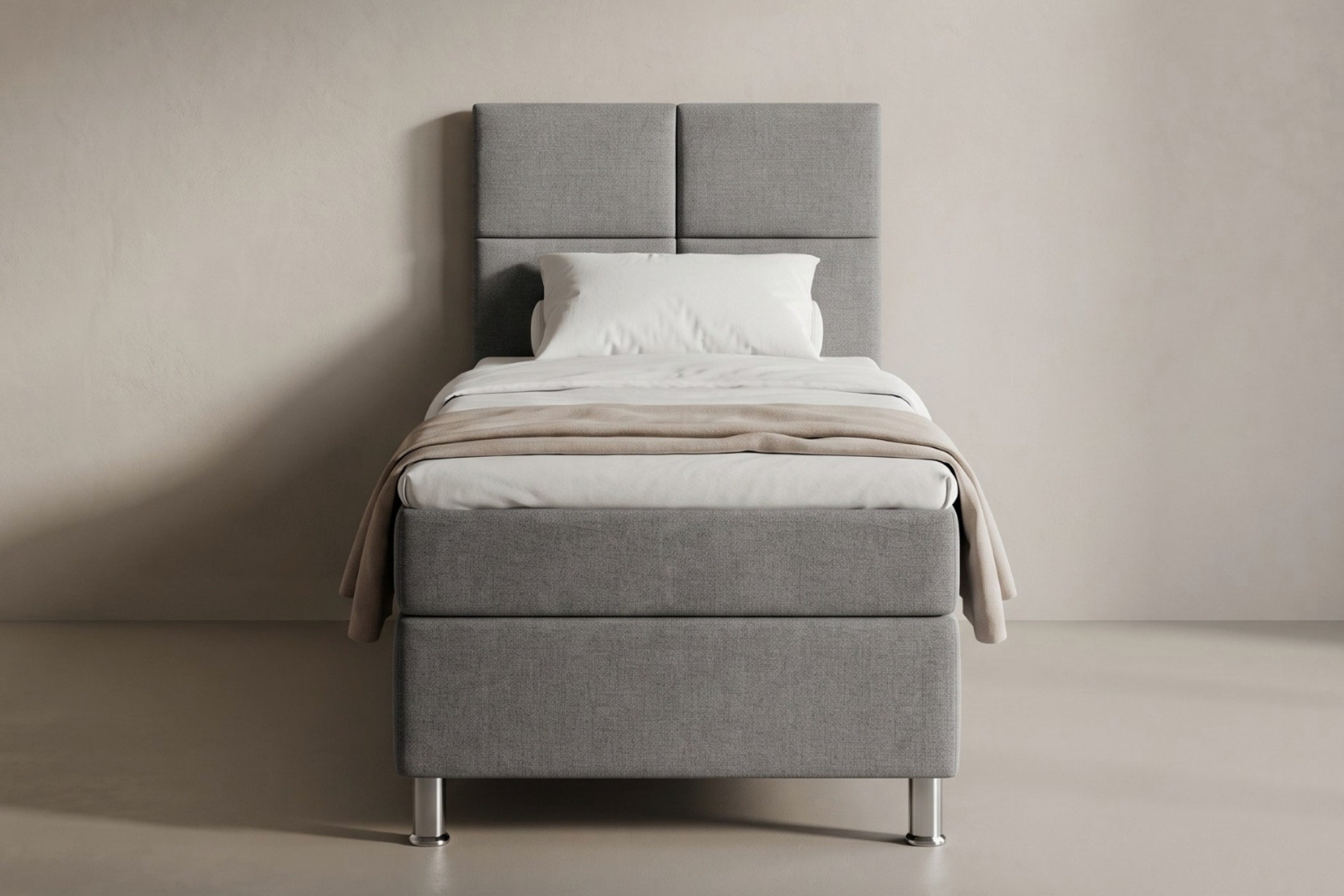 Boxspring Pavia | Antraciet met 8 cm Topper (Une personne)