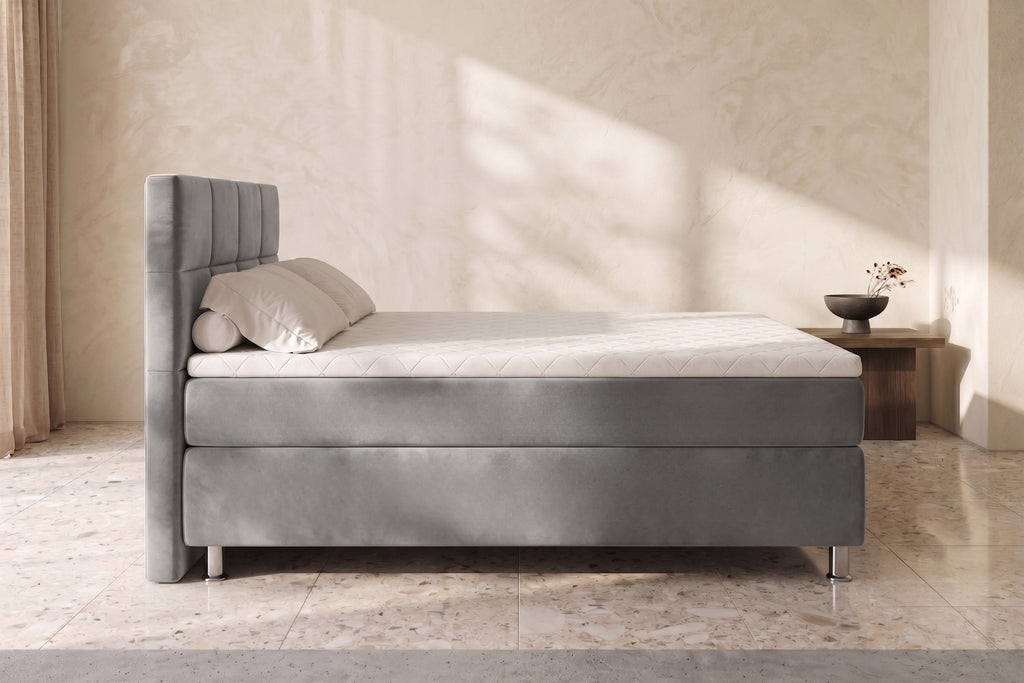 Boxspring Pavia | Gris met 8 cm Topper