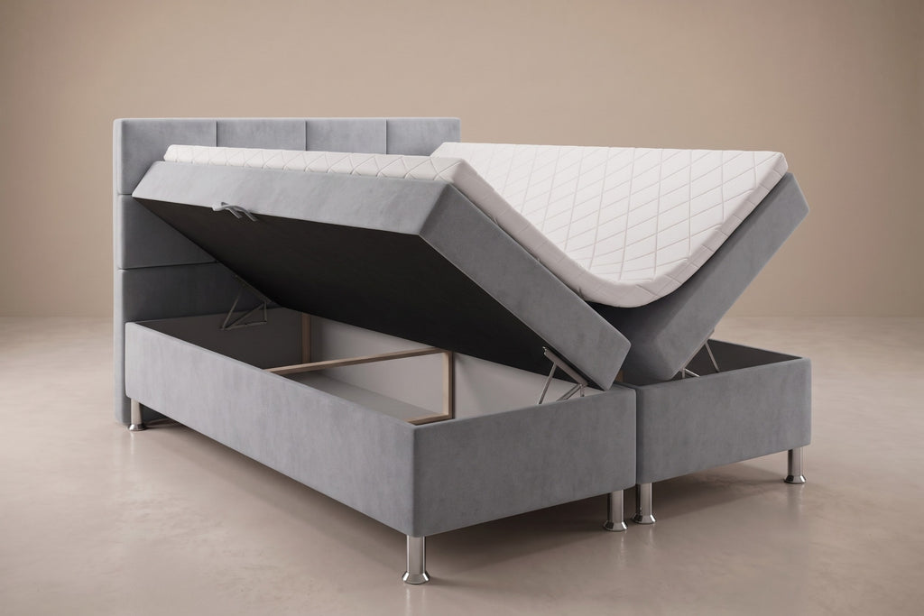 Boxspring Pavia | Gris met 8 cm Topper