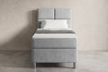 Boxspring Pavia | Gris met 8 cm Topper (Une personne)