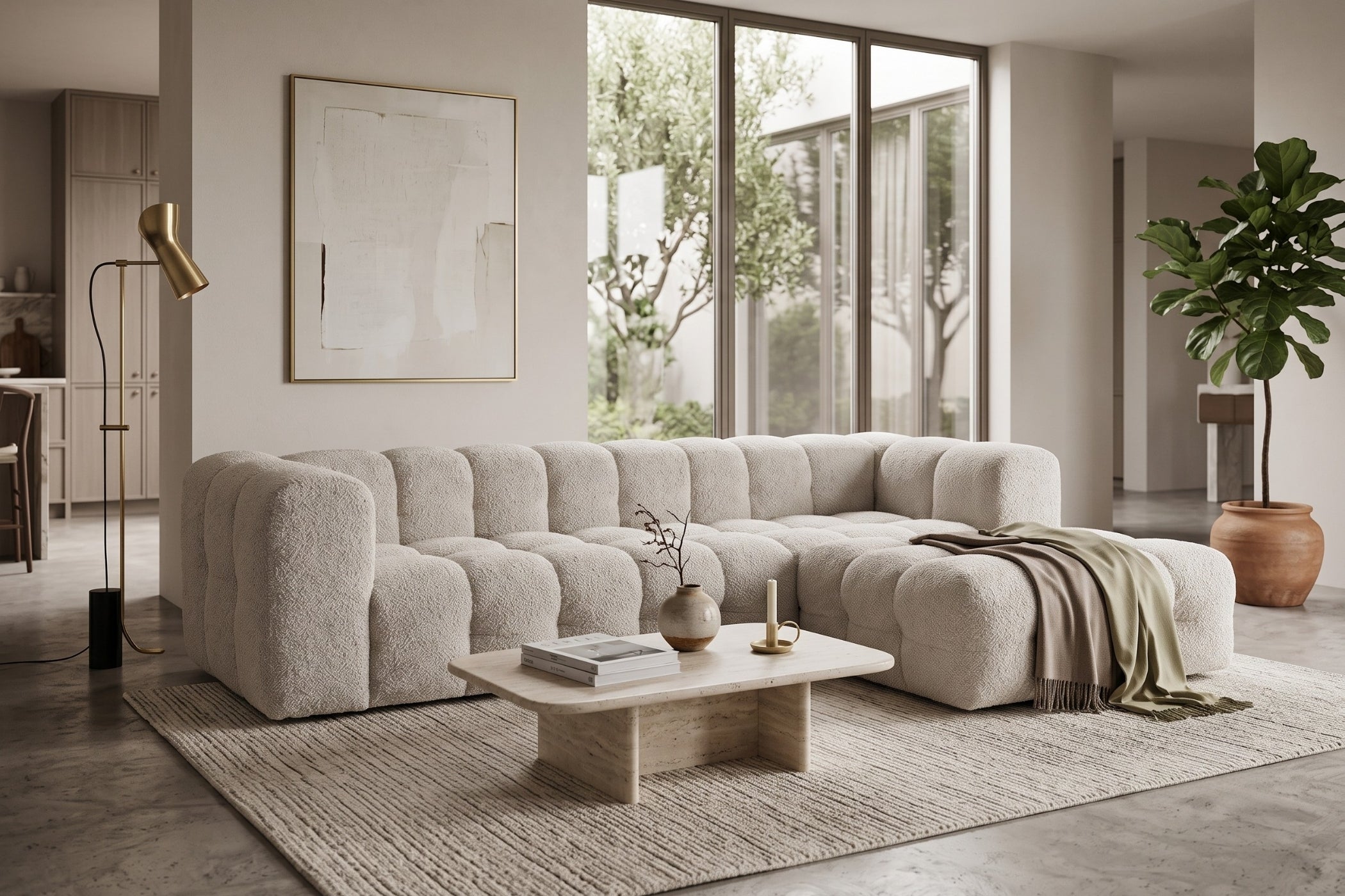 Canapé d'angle Avec Méridienne Urbino | Beige
